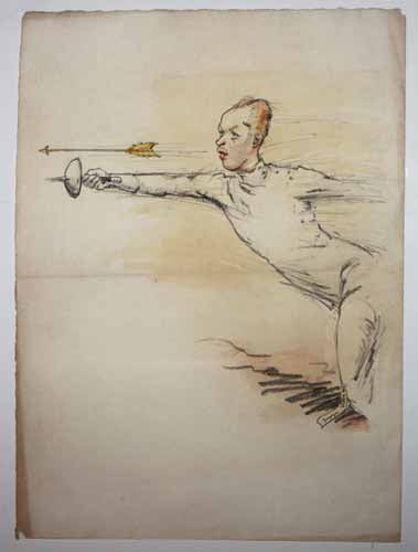 [Escrime: Coup d'épée aussi rapide qu'une flèche]. 