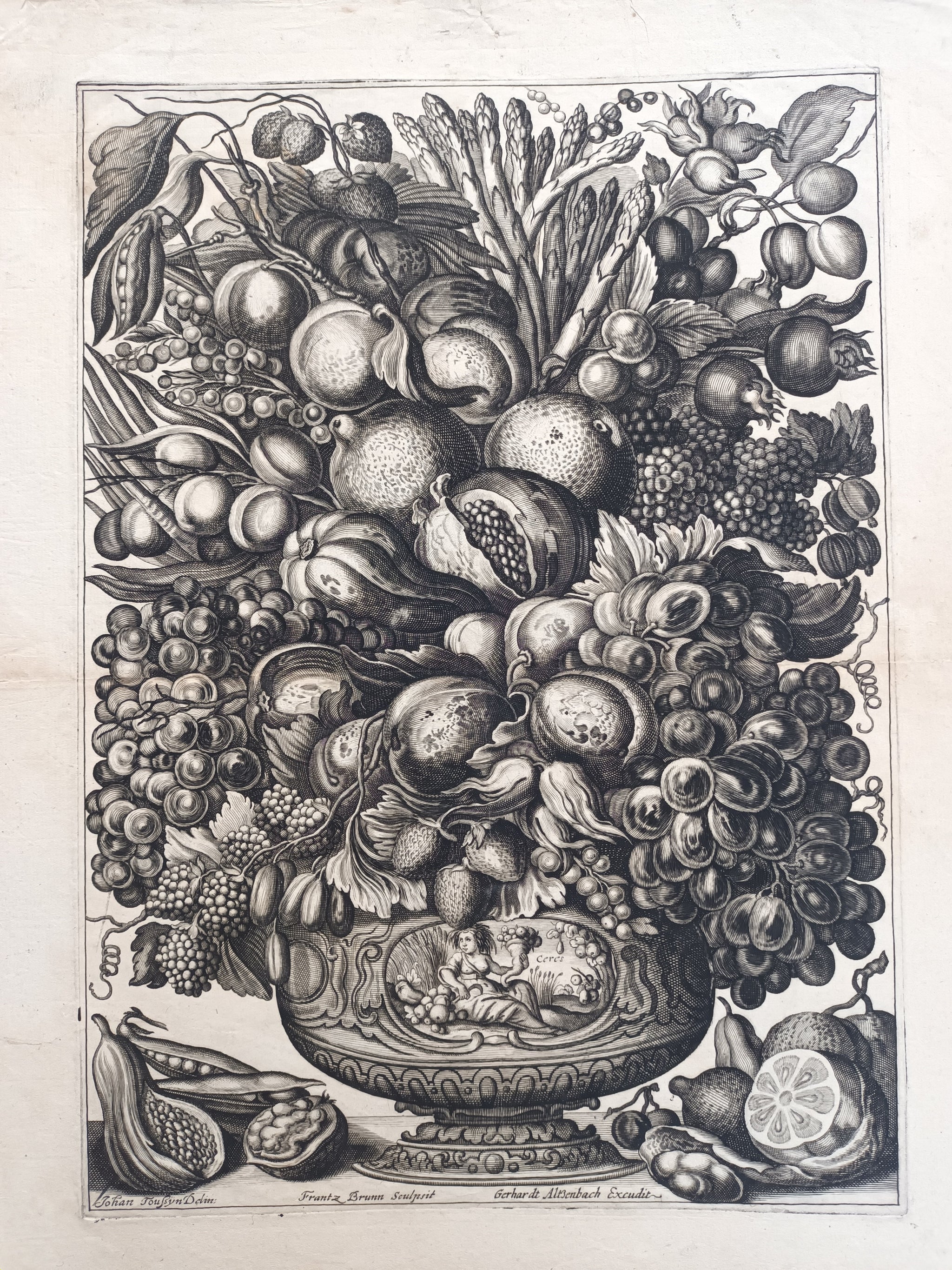 [Allégorie de Cérès – Coupe de fruits et légumes]. Vers 1630.