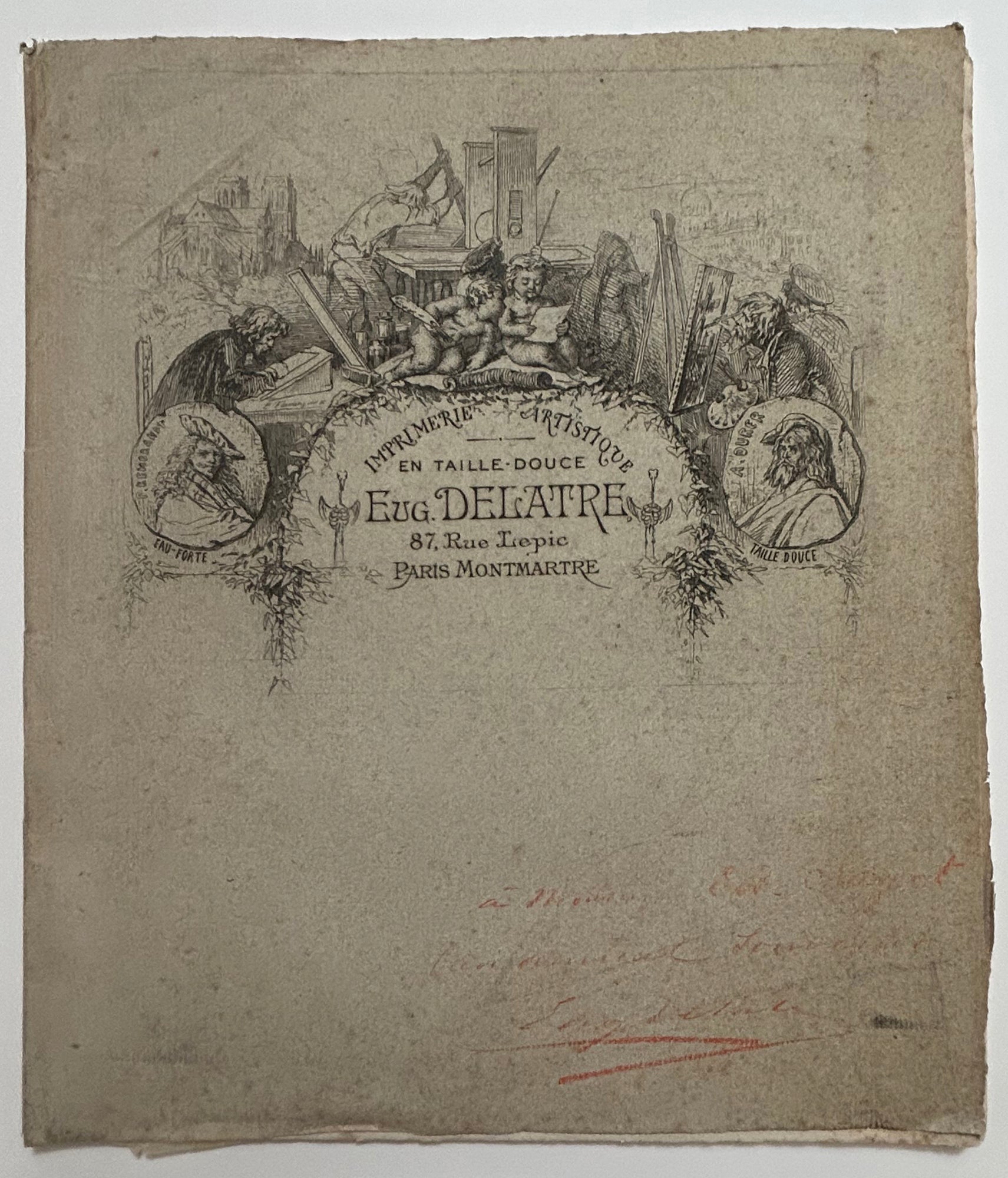 [Rare album de cartes-adresses de l'imprimerie Delâtre].