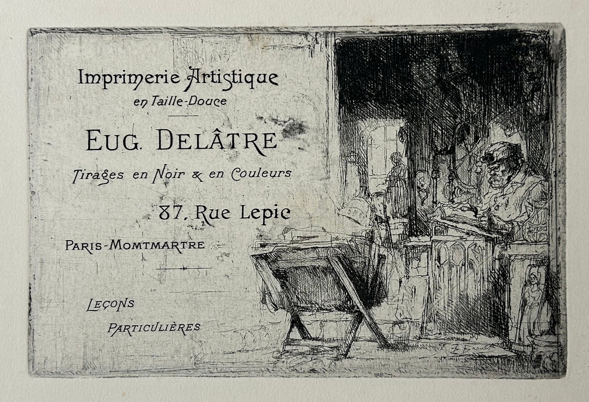 [Rare album de cartes-adresses de l'imprimerie Delâtre].