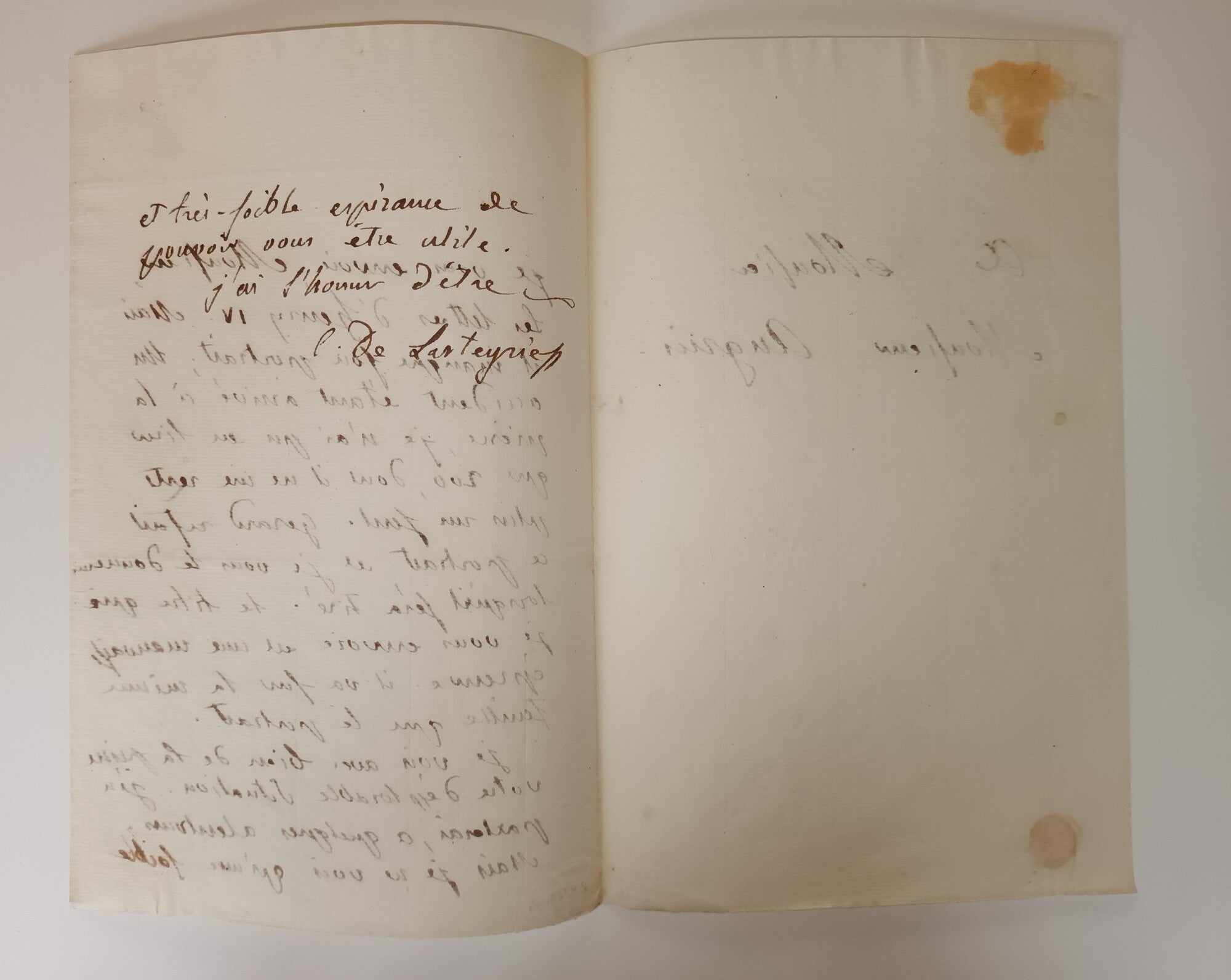 Lettre autographe. Vers 1816.