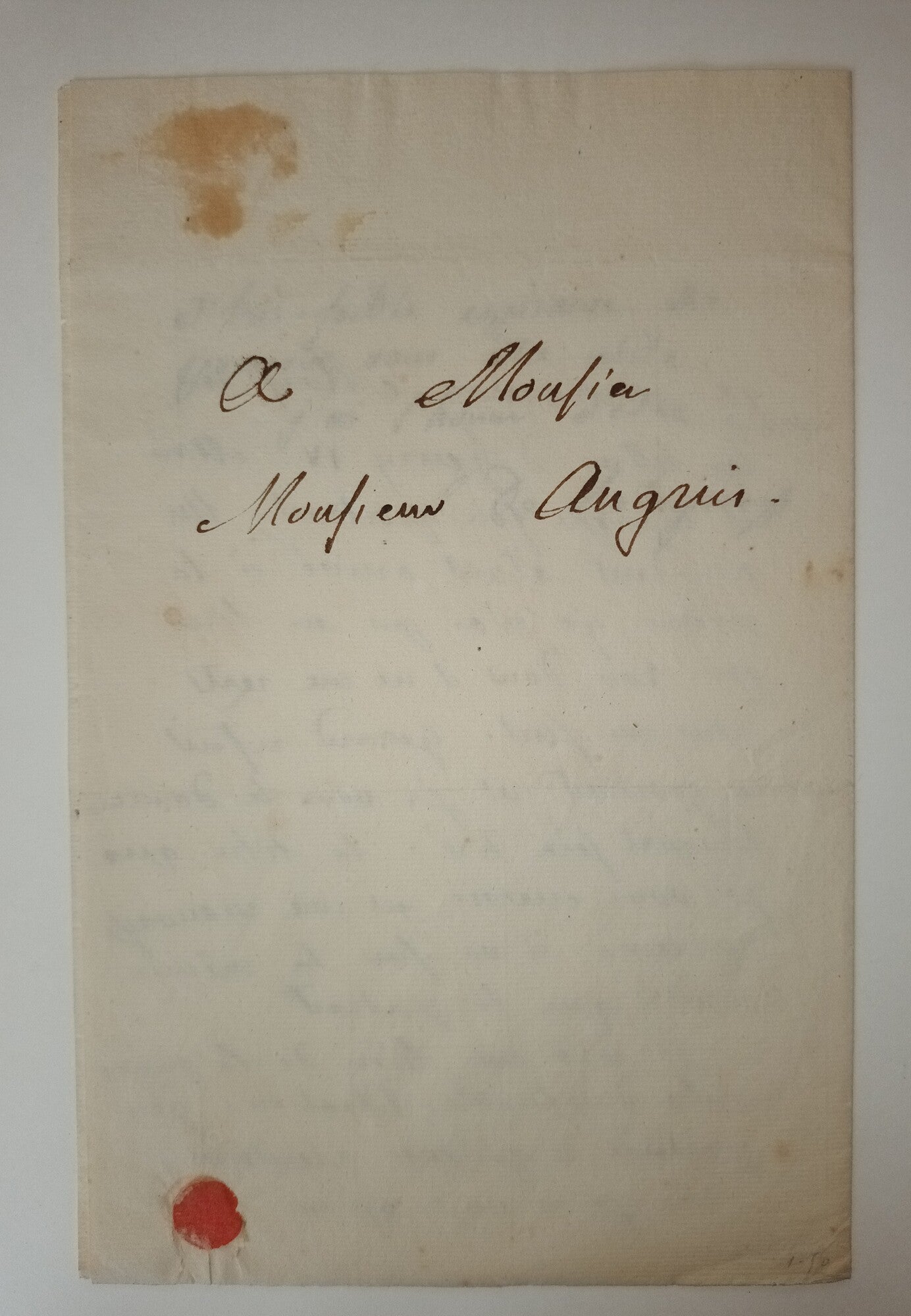 Lettre autographe. Vers 1816.