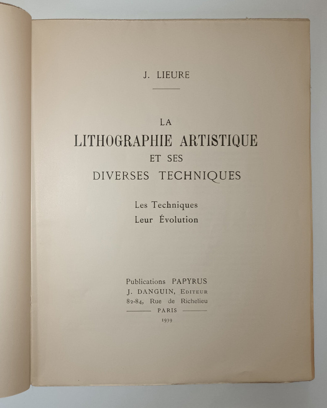 La lithographie artistique et ses diverses techniques.1939.