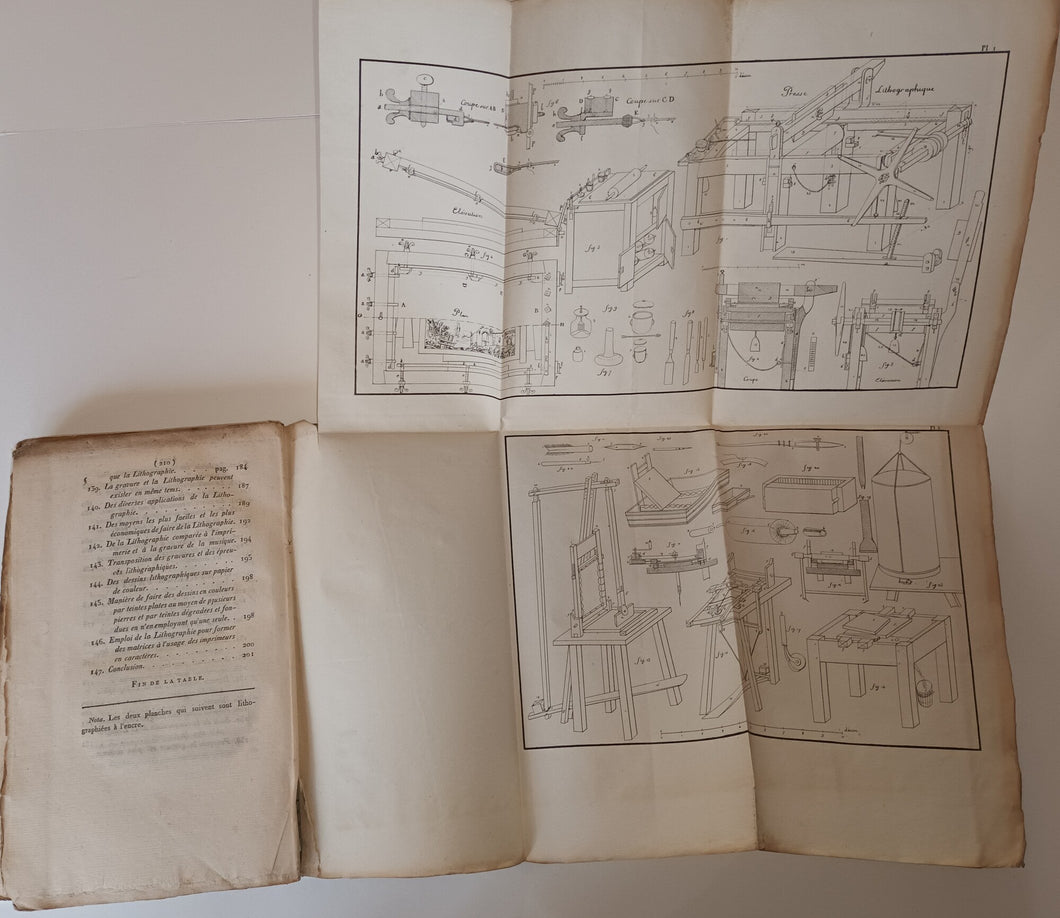 Mémoire sur les expériences lithographiques faites à l’école Royale, ou Manuel théorique et pratique du dessinateur et de l'Imprimeur lithographes.1819.