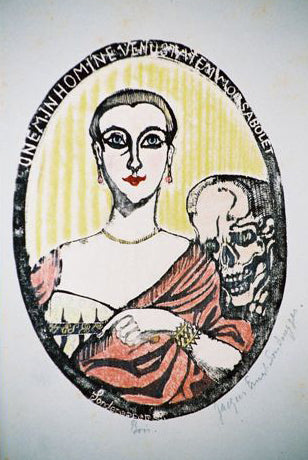 Une femme accompagnée de la mort (Onemin homine venustatem morsabolet).