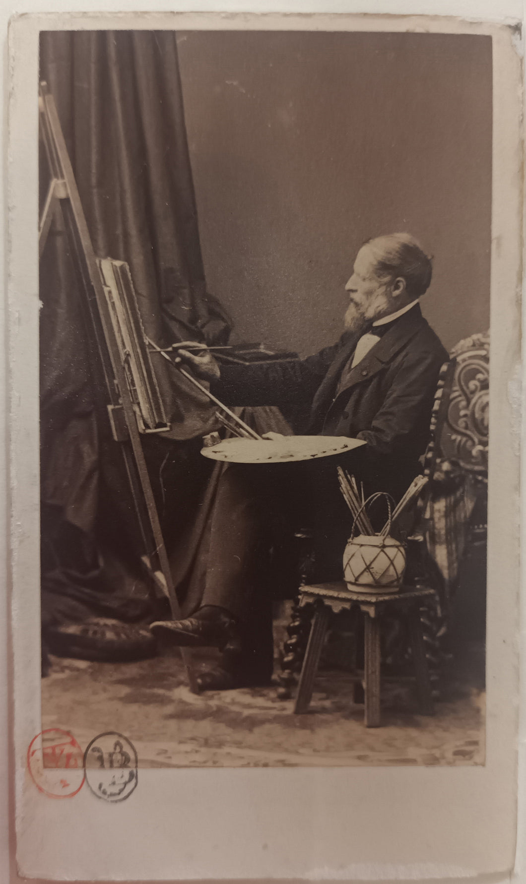 Cartes de visite du peintre Gabriel-Alexandre Decamps (1803 † 1860). Vers 1860.