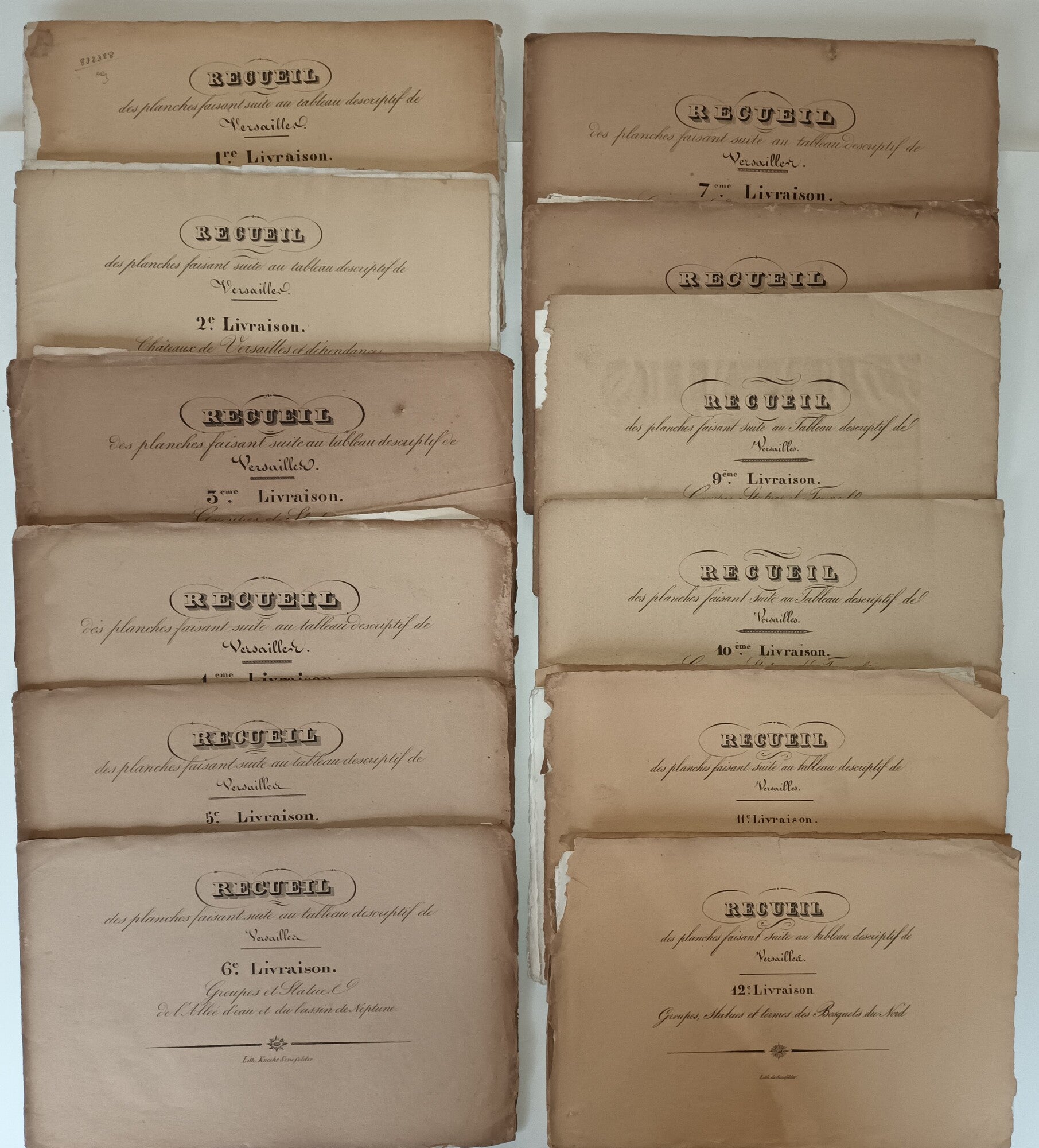 Recueil des planches faisant suite au tableau descriptif de Versailles. [vers 1828].
