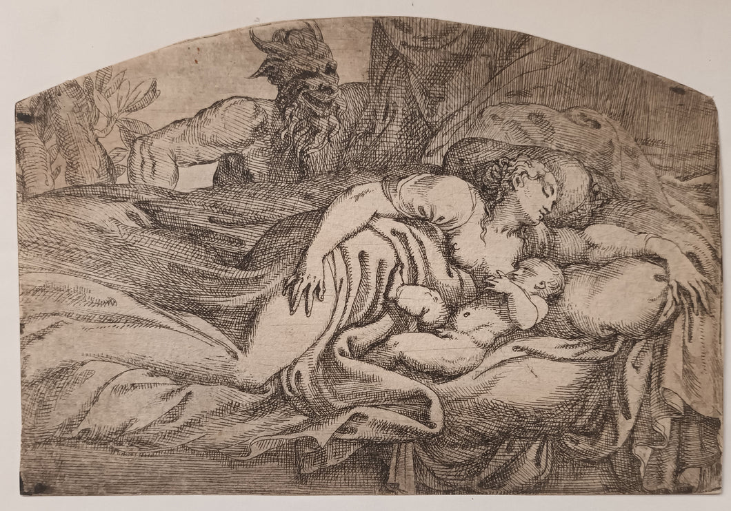 Satyre regardant une nymphe endormie. Vers 1555-1567.