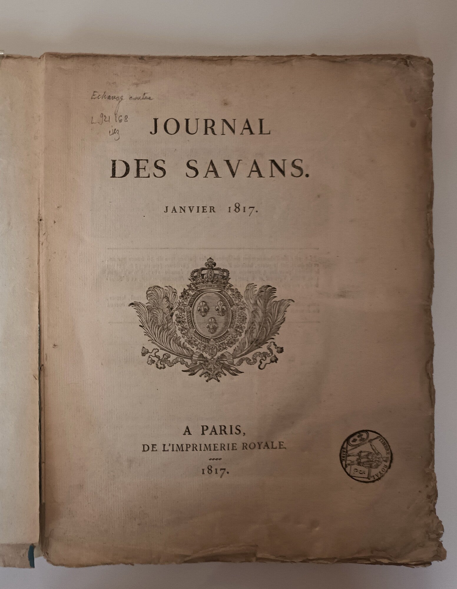 Le Journal des Savans (sic).1817.