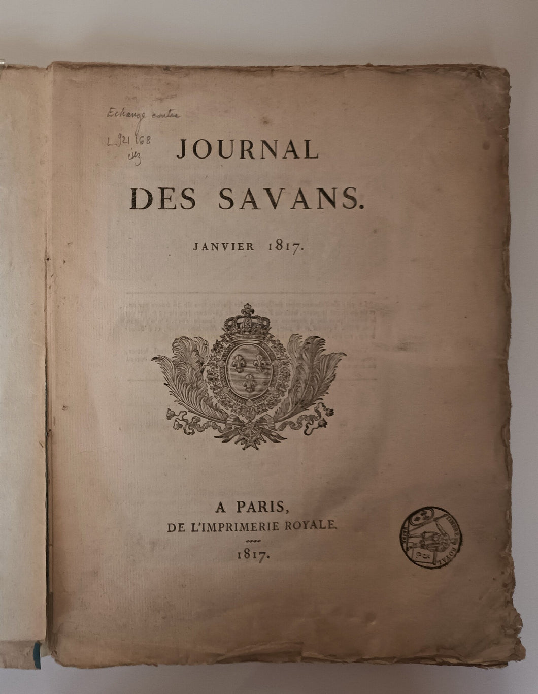 Le Journal des Savans (sic).1817.