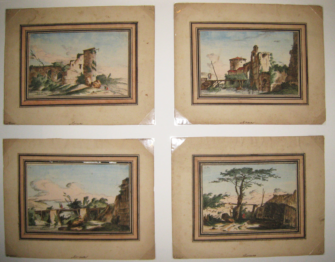[Divers paysages avec passerelles et ponts].  1779-
