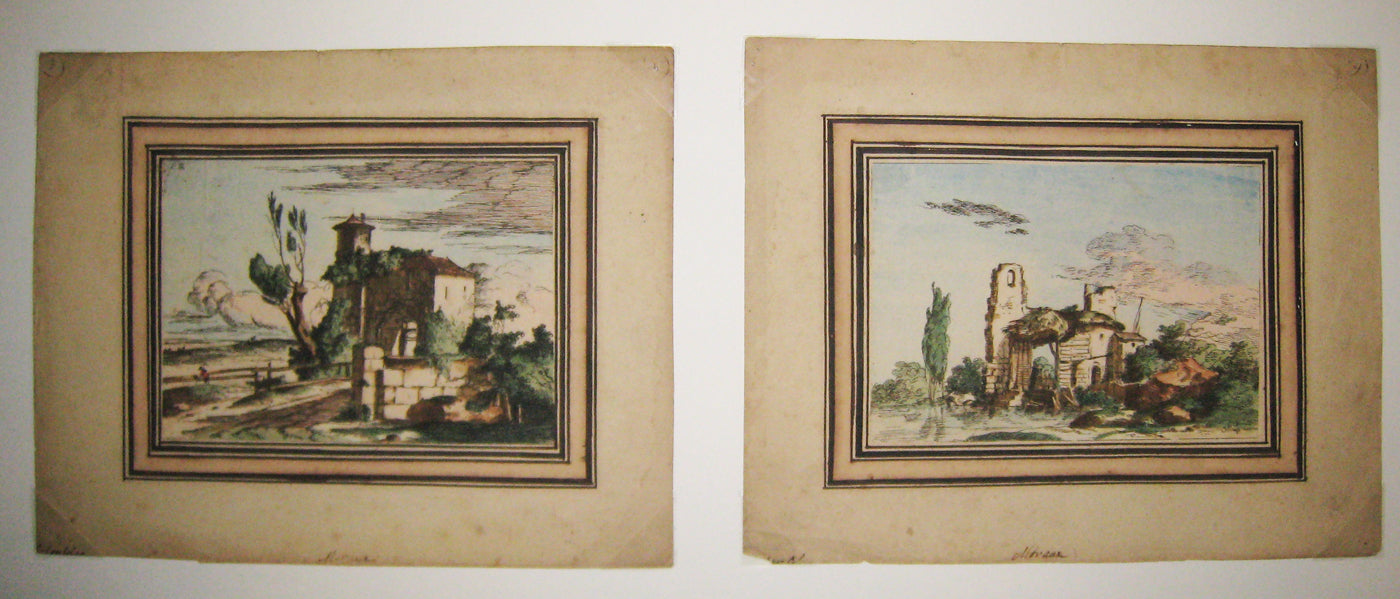 [Divers paysages avec passerelles et ponts].  1779-