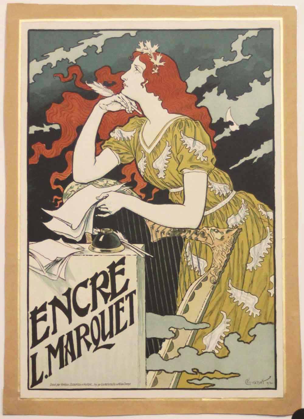 Affichette d'intérieur. Encre Marquet, La meilleure de toutes les encres. 1892.