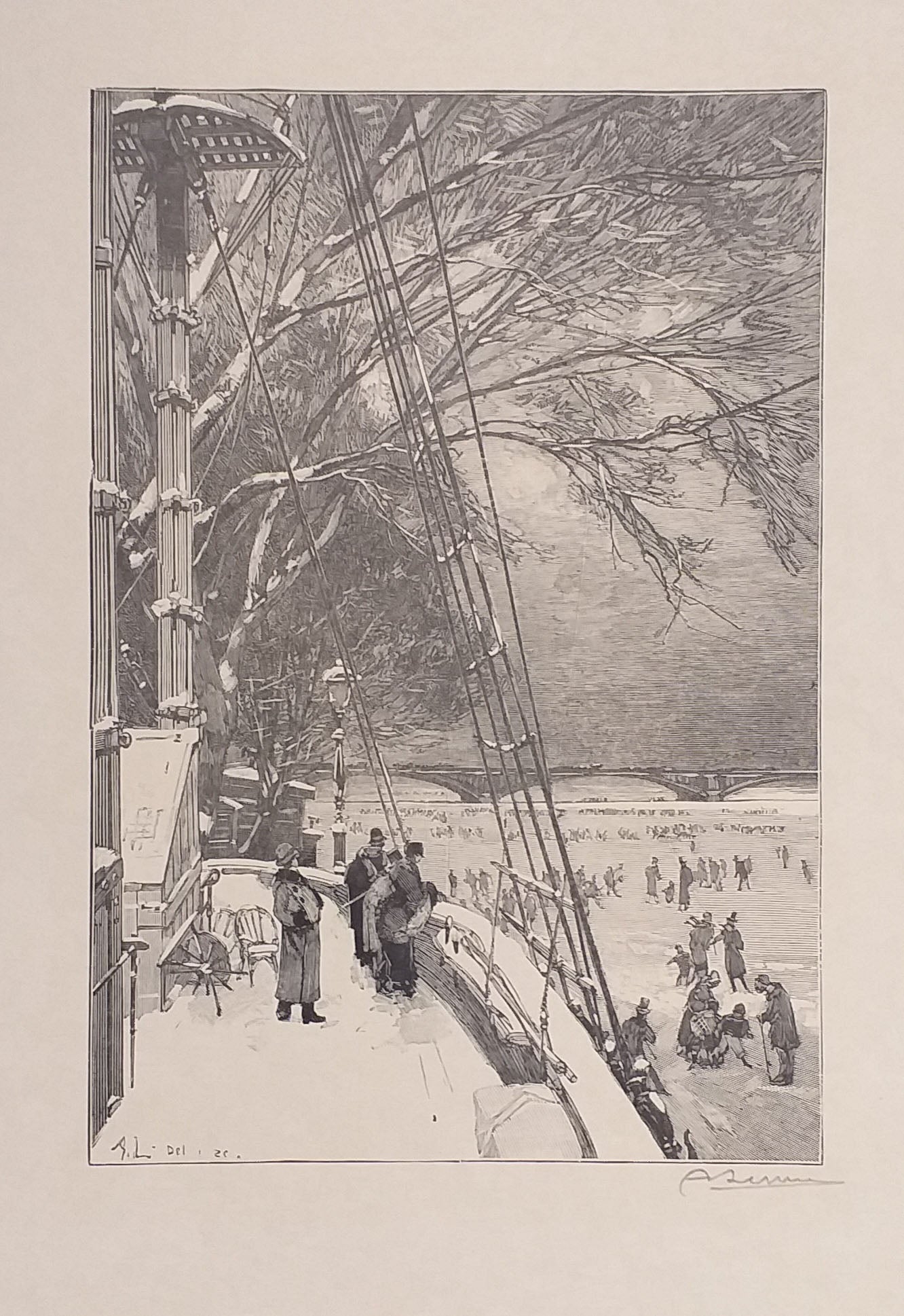 Sur la Seine, Vue prise de la Frégate du Pont Royal. 1879.