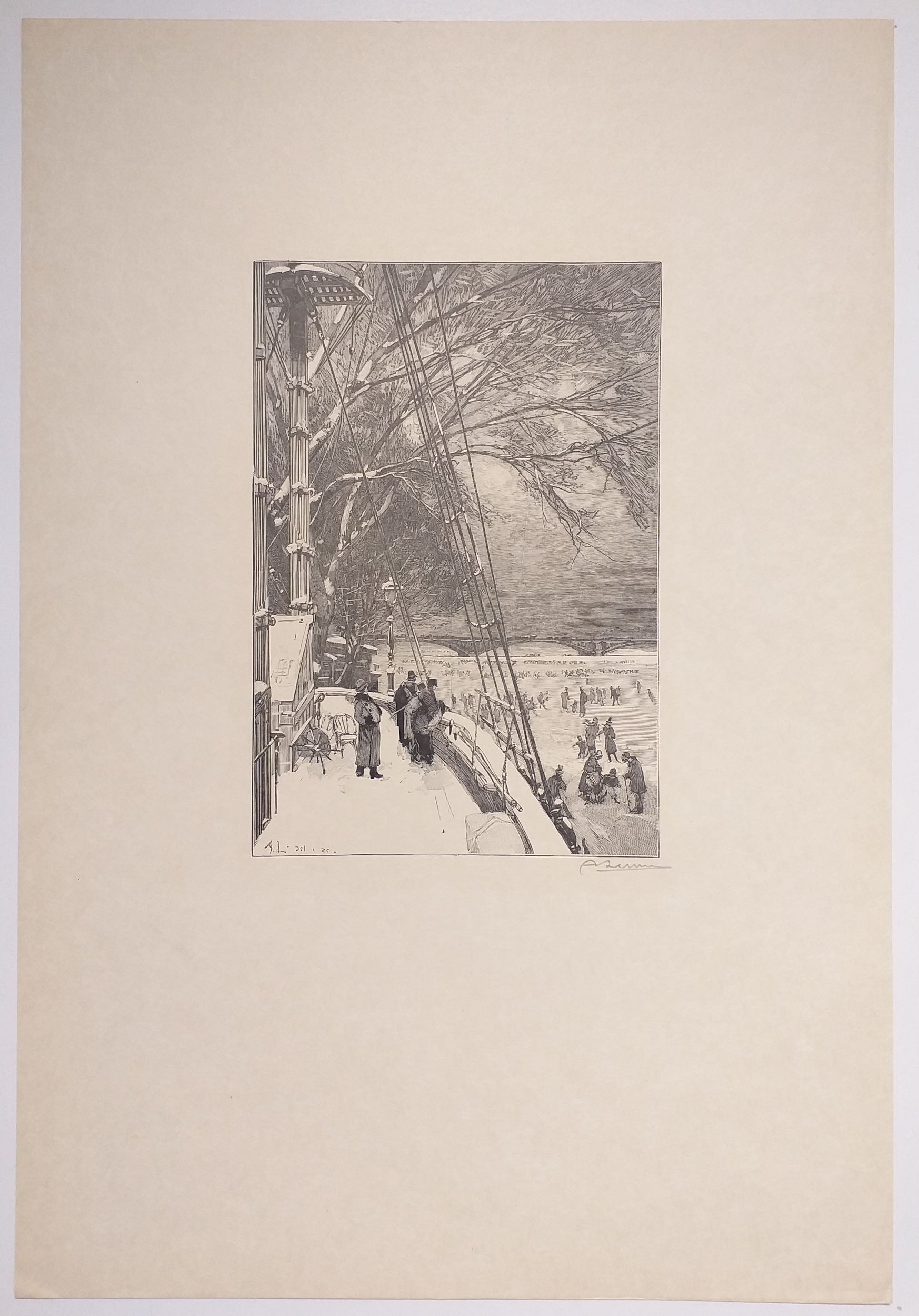 Sur la Seine, Vue prise de la Frégate du Pont Royal. 1879.