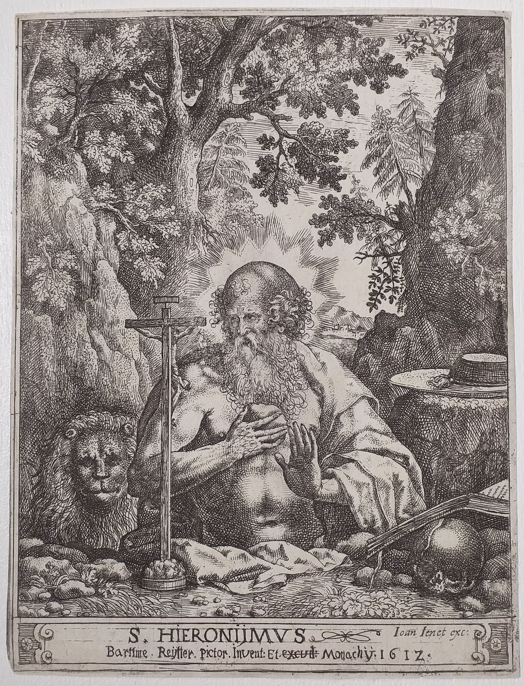 St Jérôme dans le désert tenant une pomme.  1612.