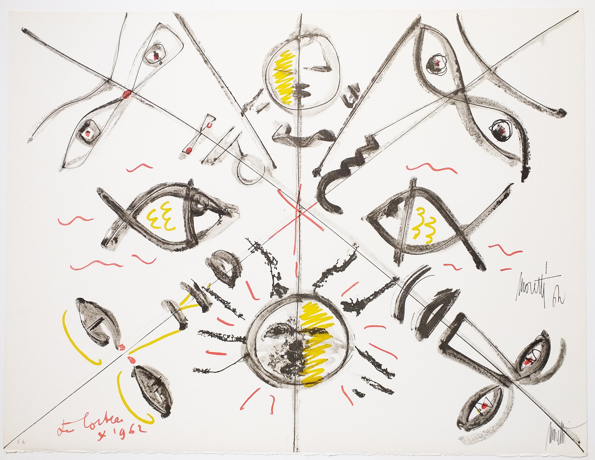 L'Âge du Verseau. [Visages, yeux et poissons].  1962.