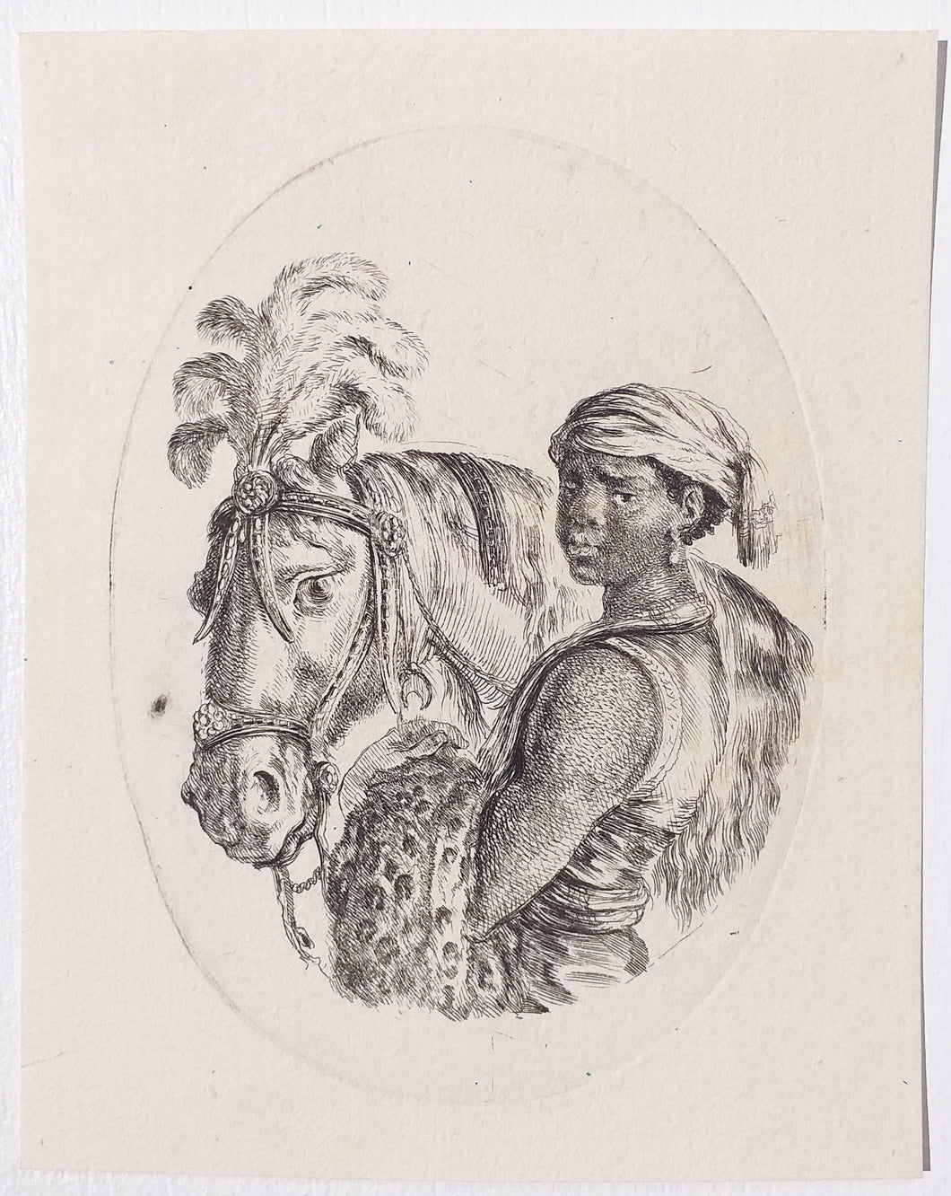 Esclave nègre tenant la bride d'un cheval.  1650.