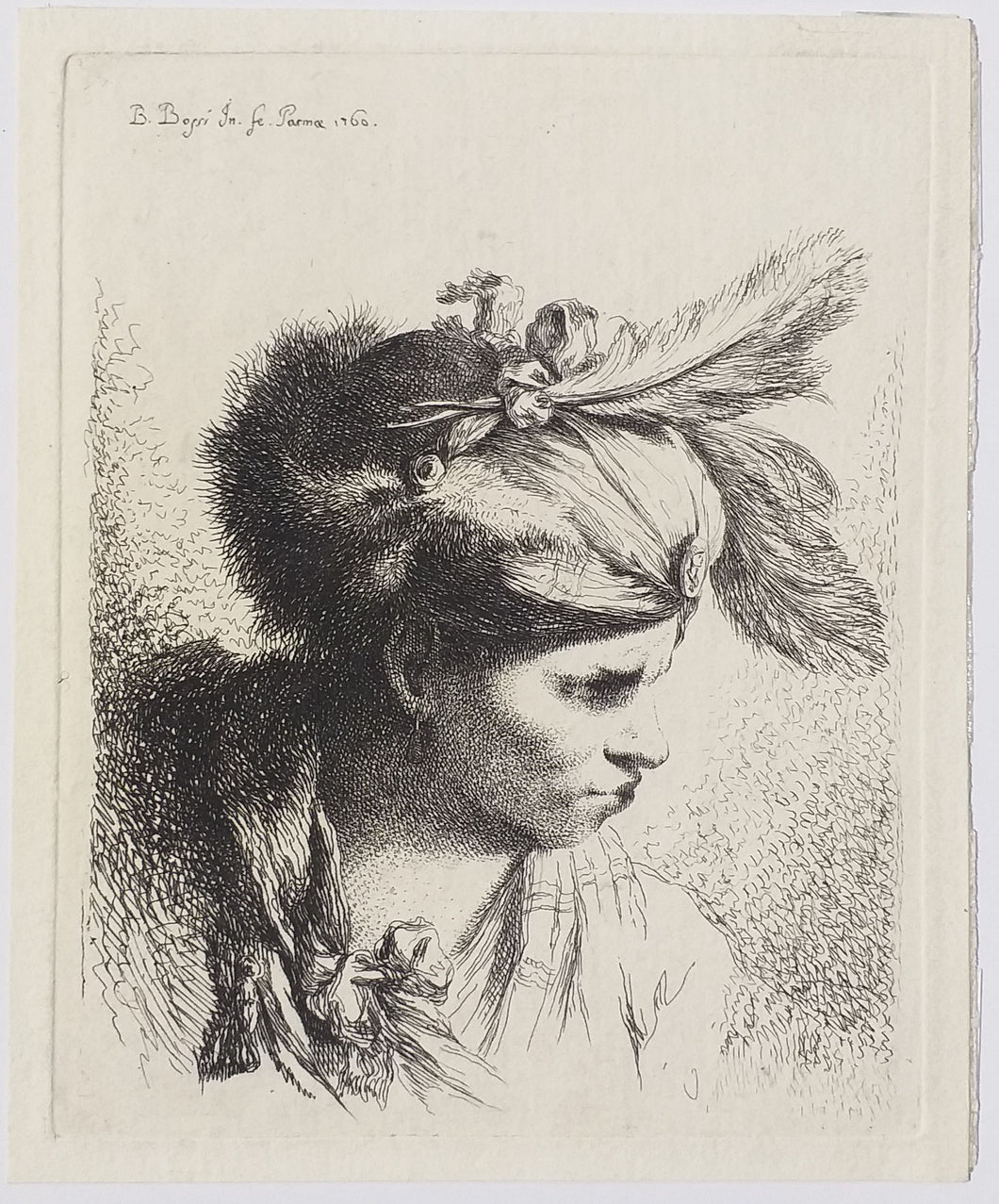 Homme avec un turban à plumes. 1760.