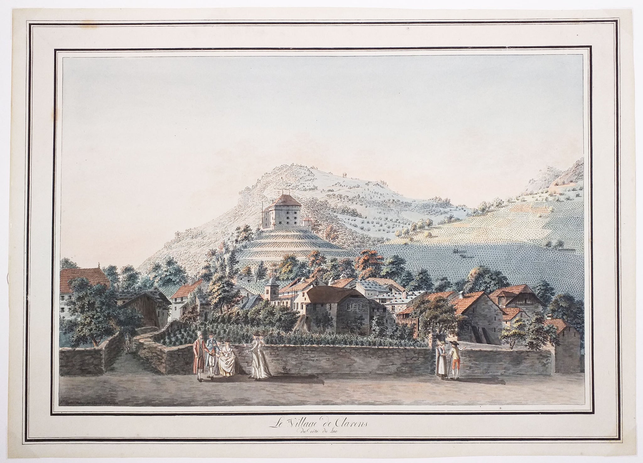 Le Village de Clarens du côté du Lac.  c.1780-1800.