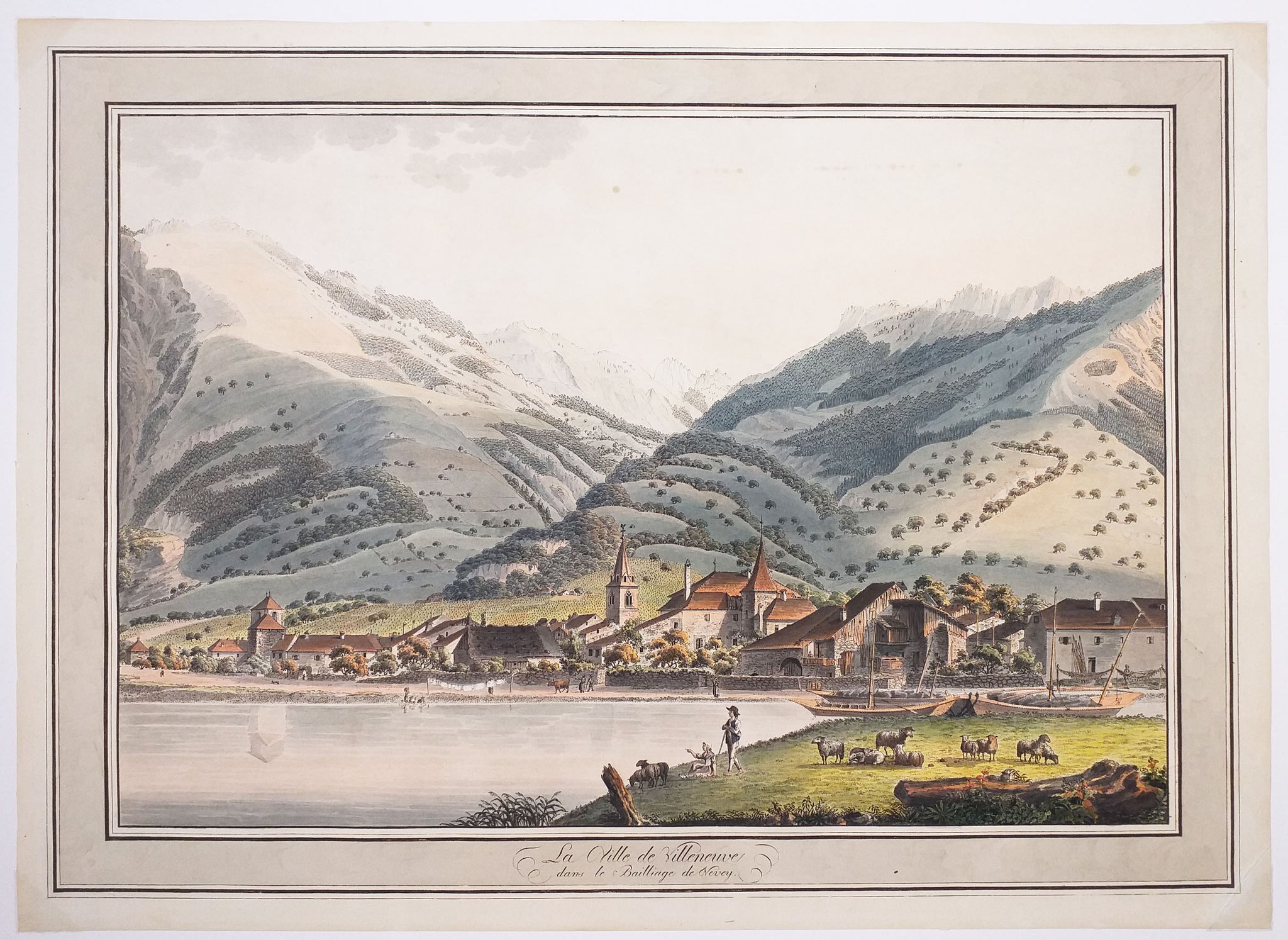 La Ville de Villeneuve dans le Bailliage de Vevey.  c.1780-1800.