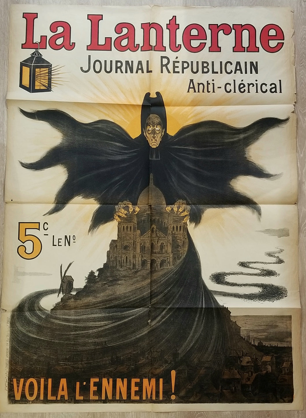 La Lanterne, Journal Républicain anti-clérical ... Voilà l'ennemi ! (Affiche).  1898.