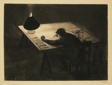 Charger l&#39;image dans la galerie, L&#39;auteur travaillant à sa table.
