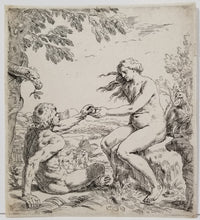 Charger l&#39;image dans la galerie, Adam et Eve tenant la pomme.  Vers 1639.
