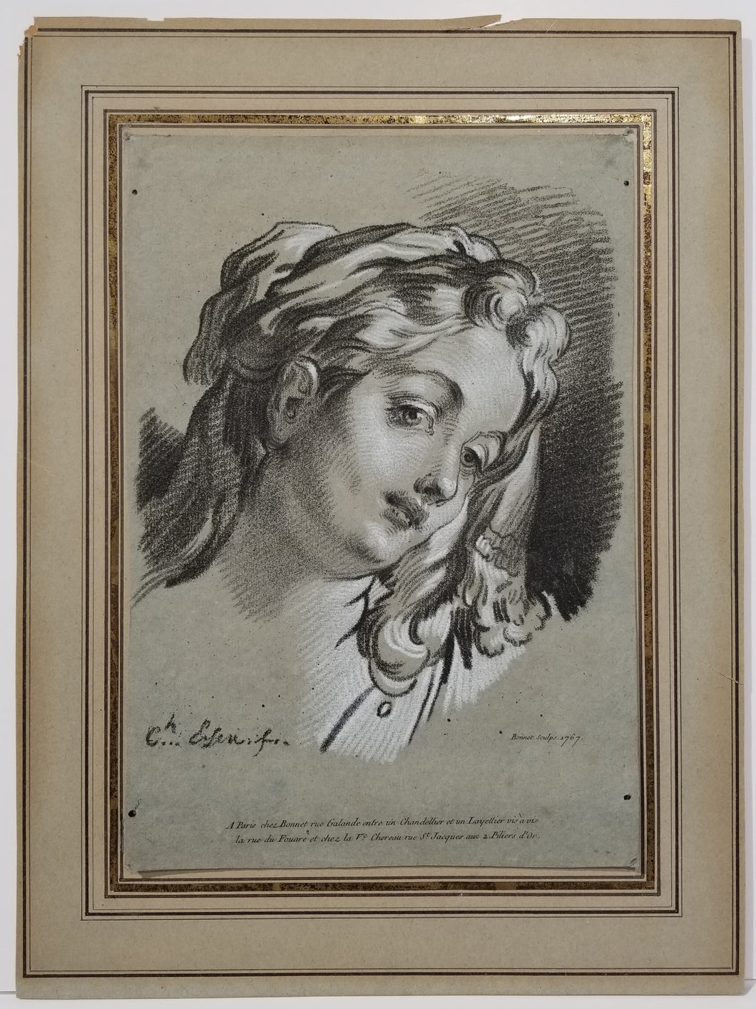 [Tête de femme, coiffée d'un voile] . 1767.