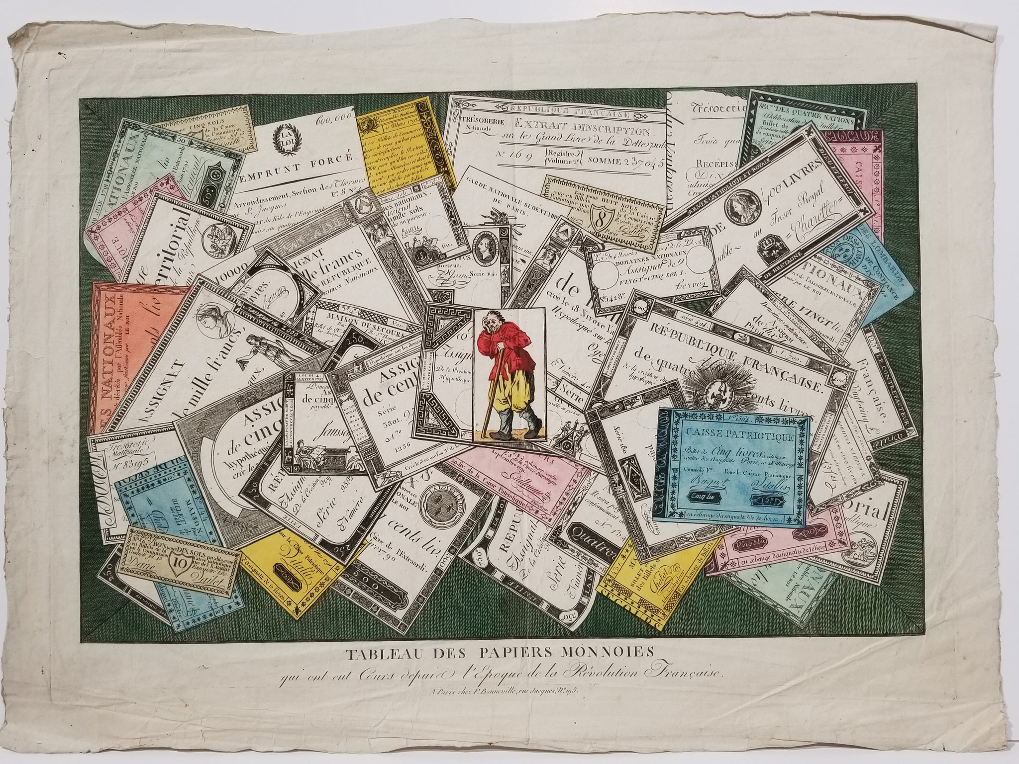 Tableau des papiers Monnoies qui ont eut Cours depuis l'Époque de la Révolution Française.  c.1797.