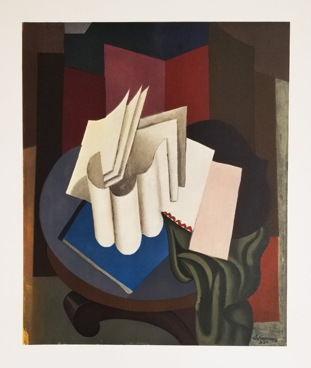 Composition cubiste: Les feuilles blanches.  1966.