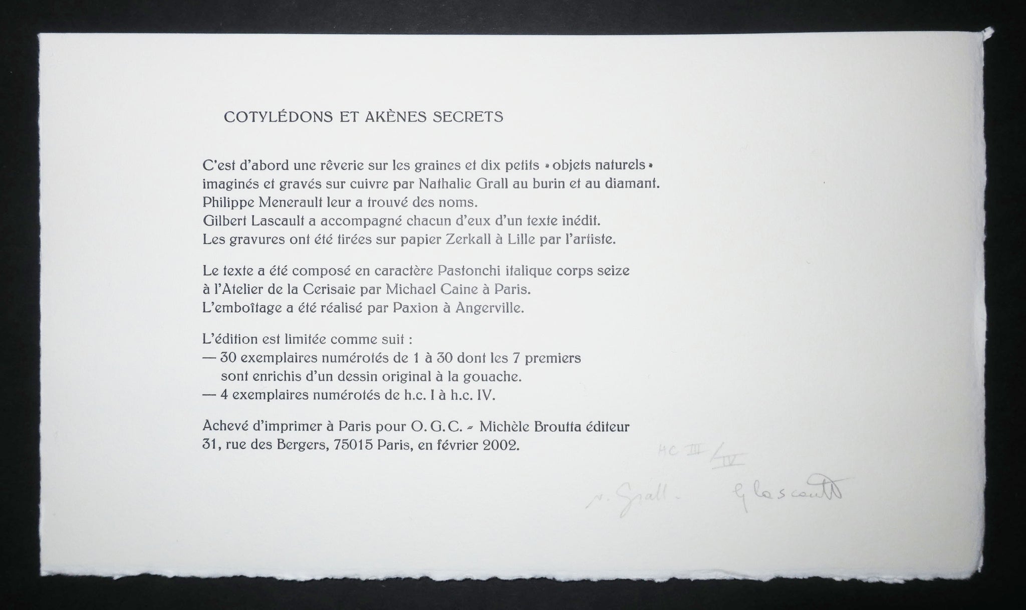 Cotylédons et Akènes secrets, 2002.