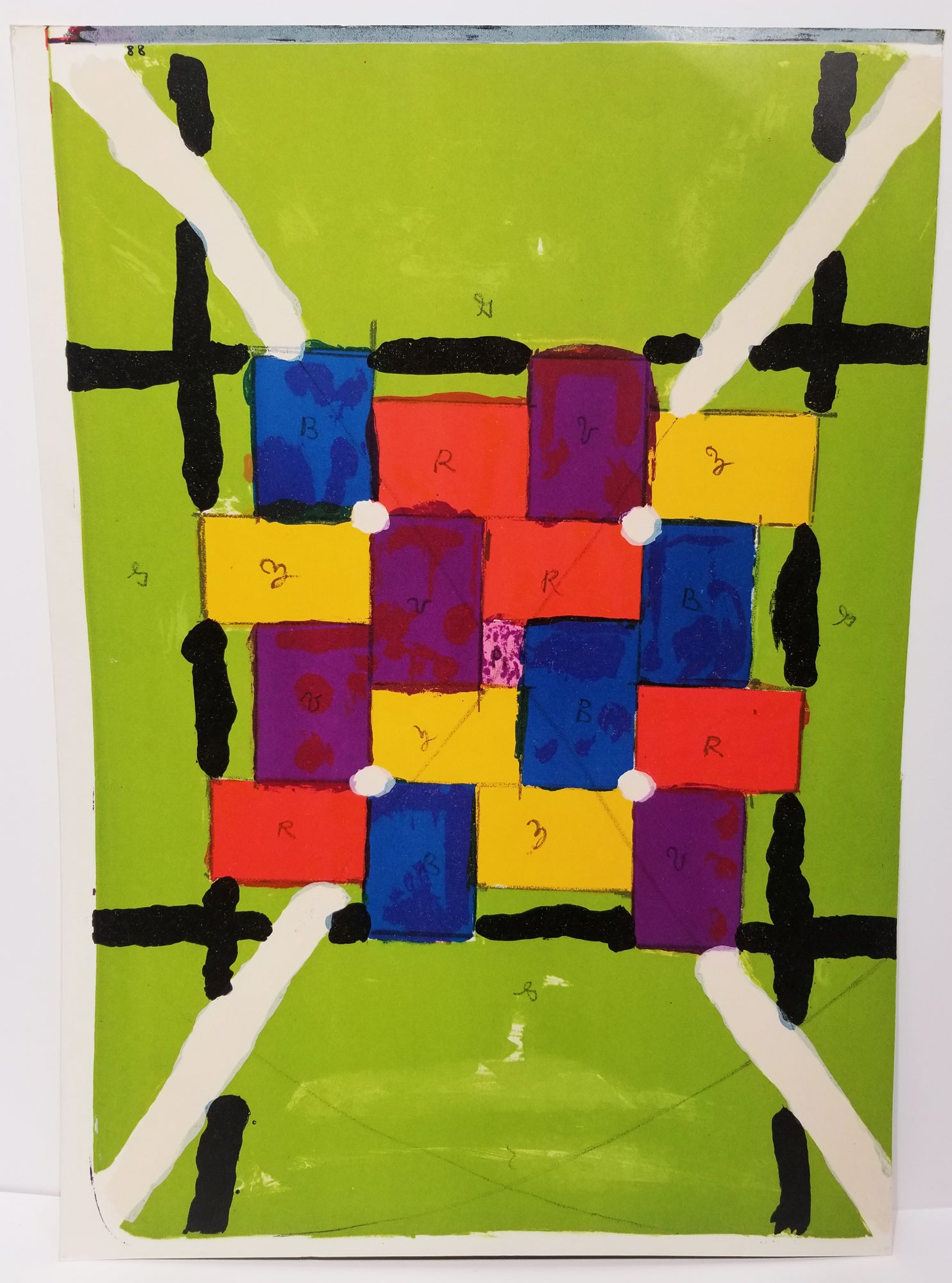 [Damier multicolore]. 1964.