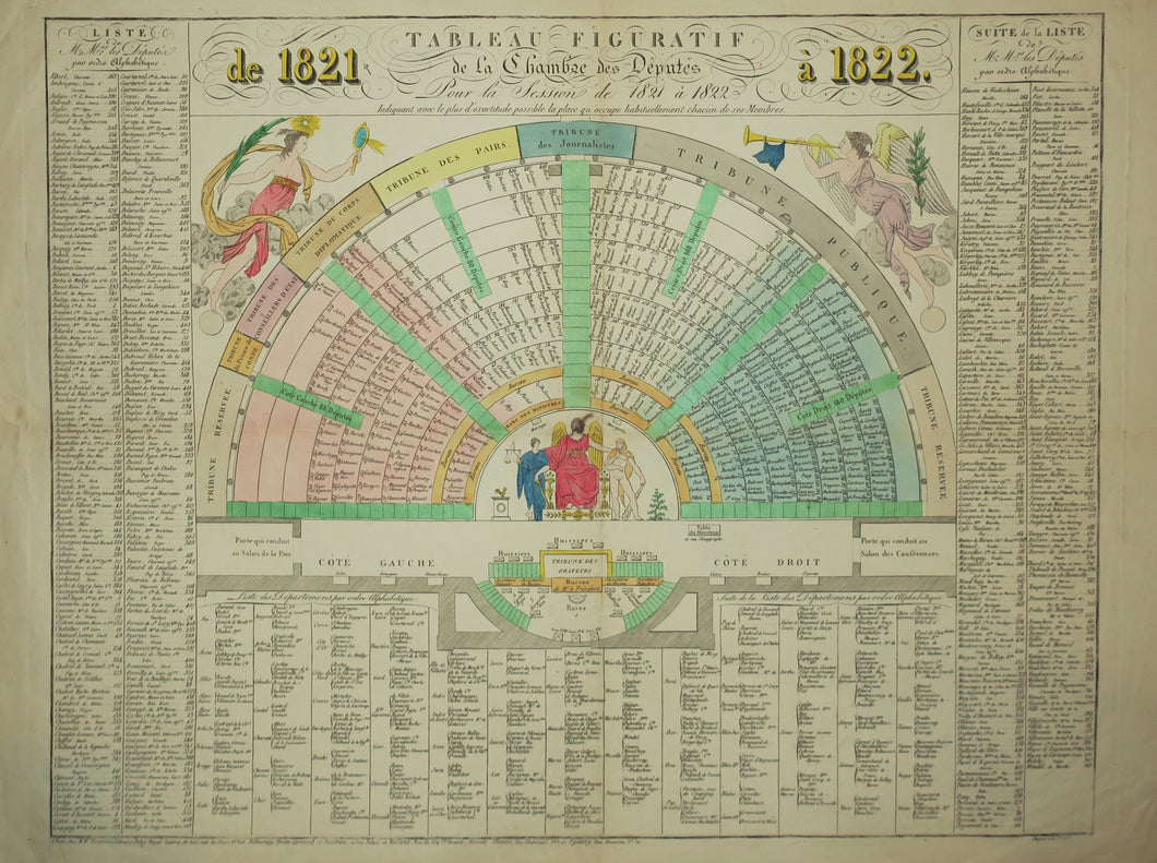 Tableau figuratif de la Chambre des Députés pour la Session de 1821 à 1822 indiquant avec le plus d'exactitude possible la place qu'occupe habituellement chacun de ses Membres.