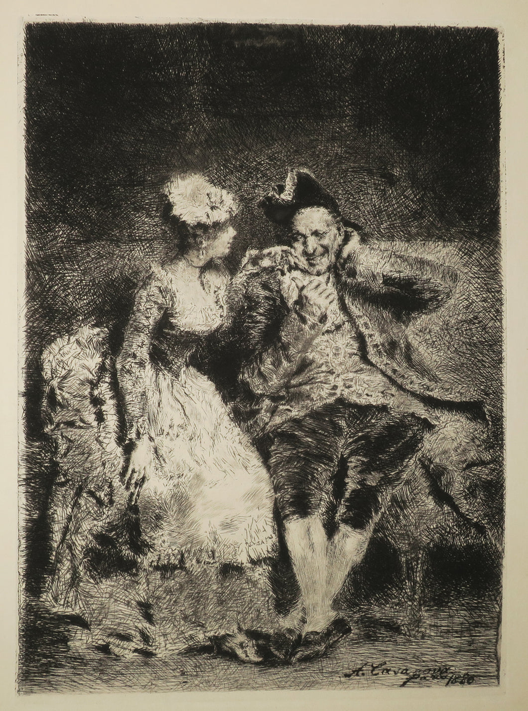 Tentation (Jeune femme flirtant avec un homme plus âgé).