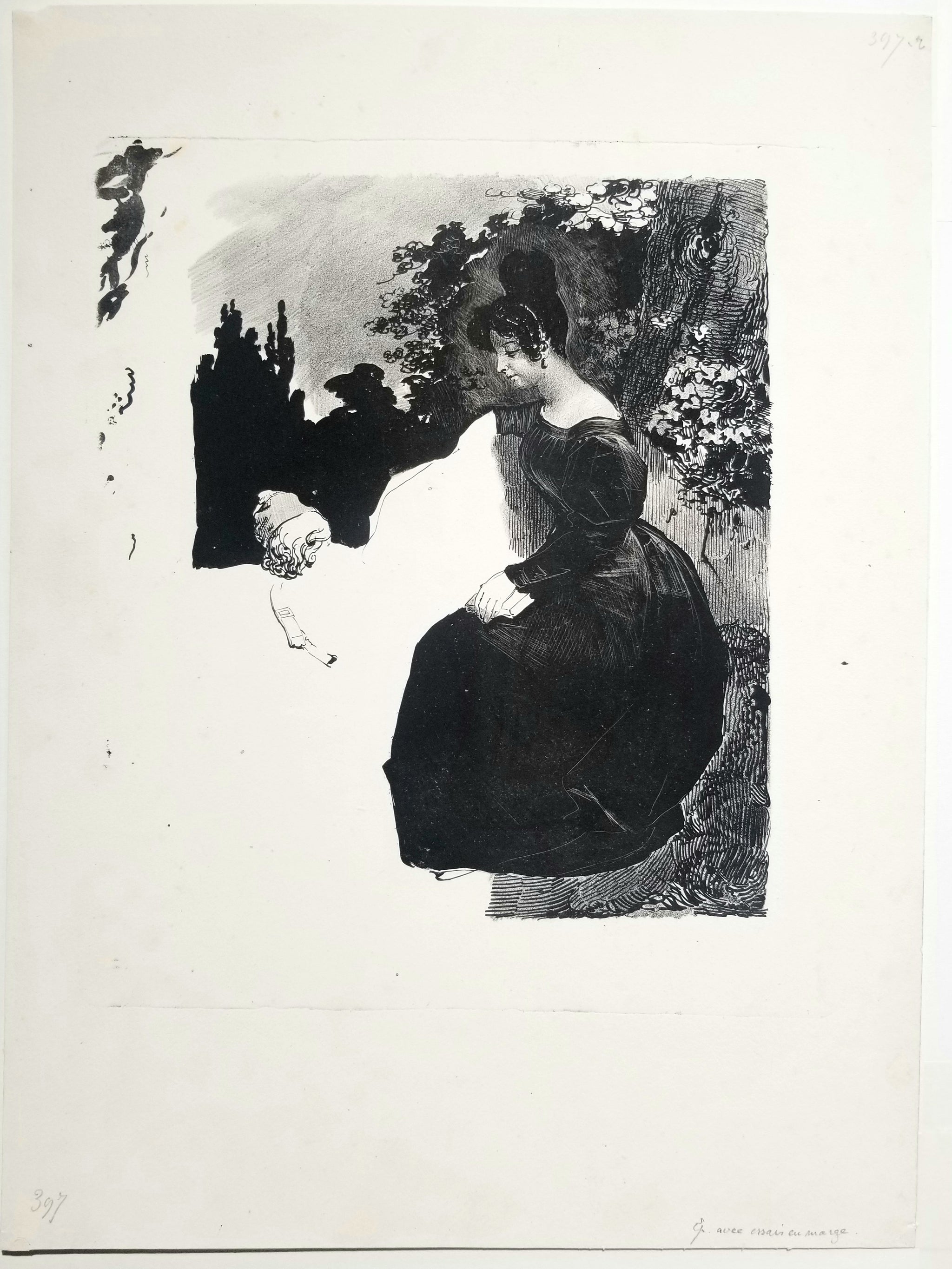 Jeune Femme assise près d'un arbre. 1828.