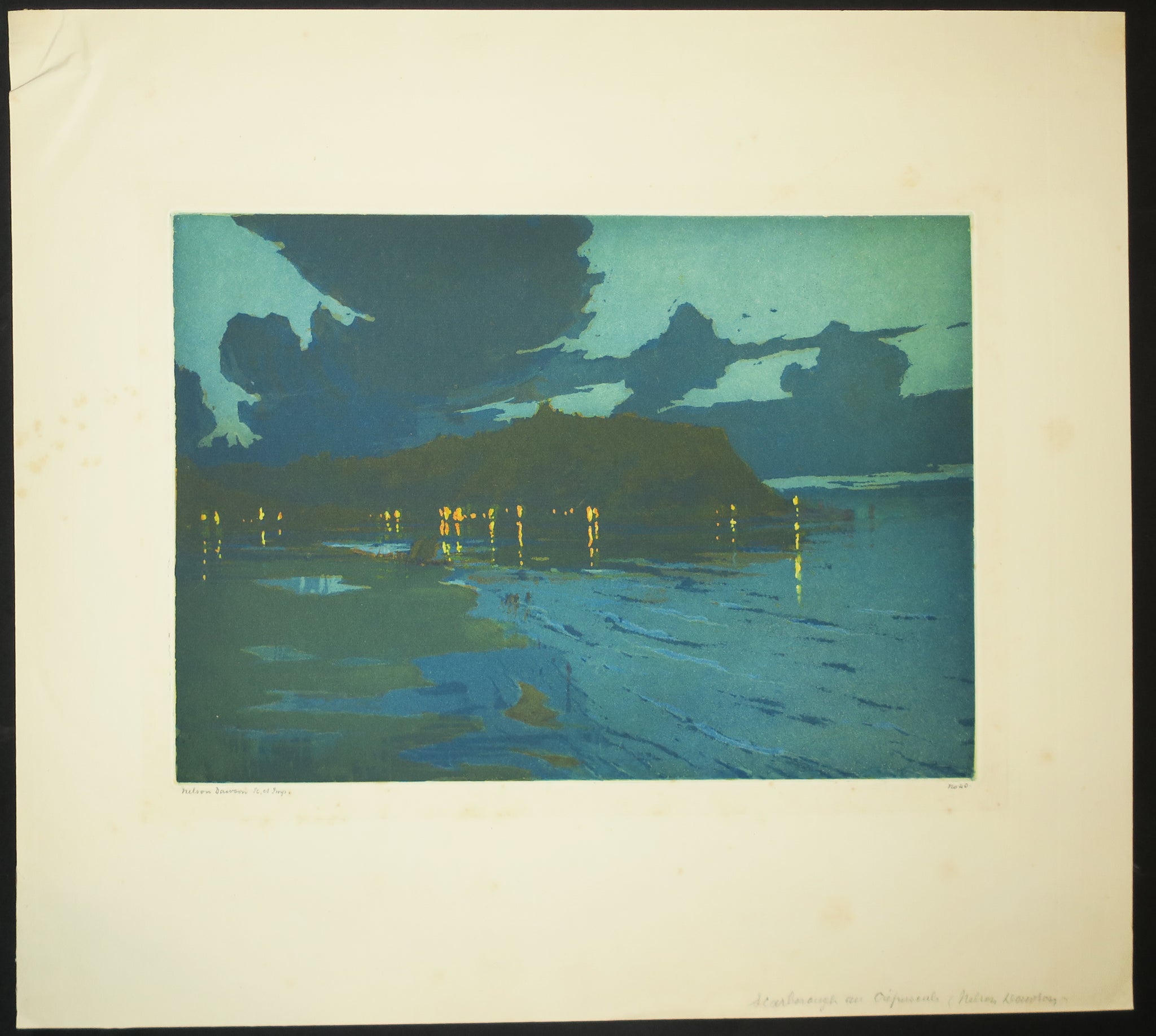 Scarborough Harbour (Effet de nuit).  c.1911.