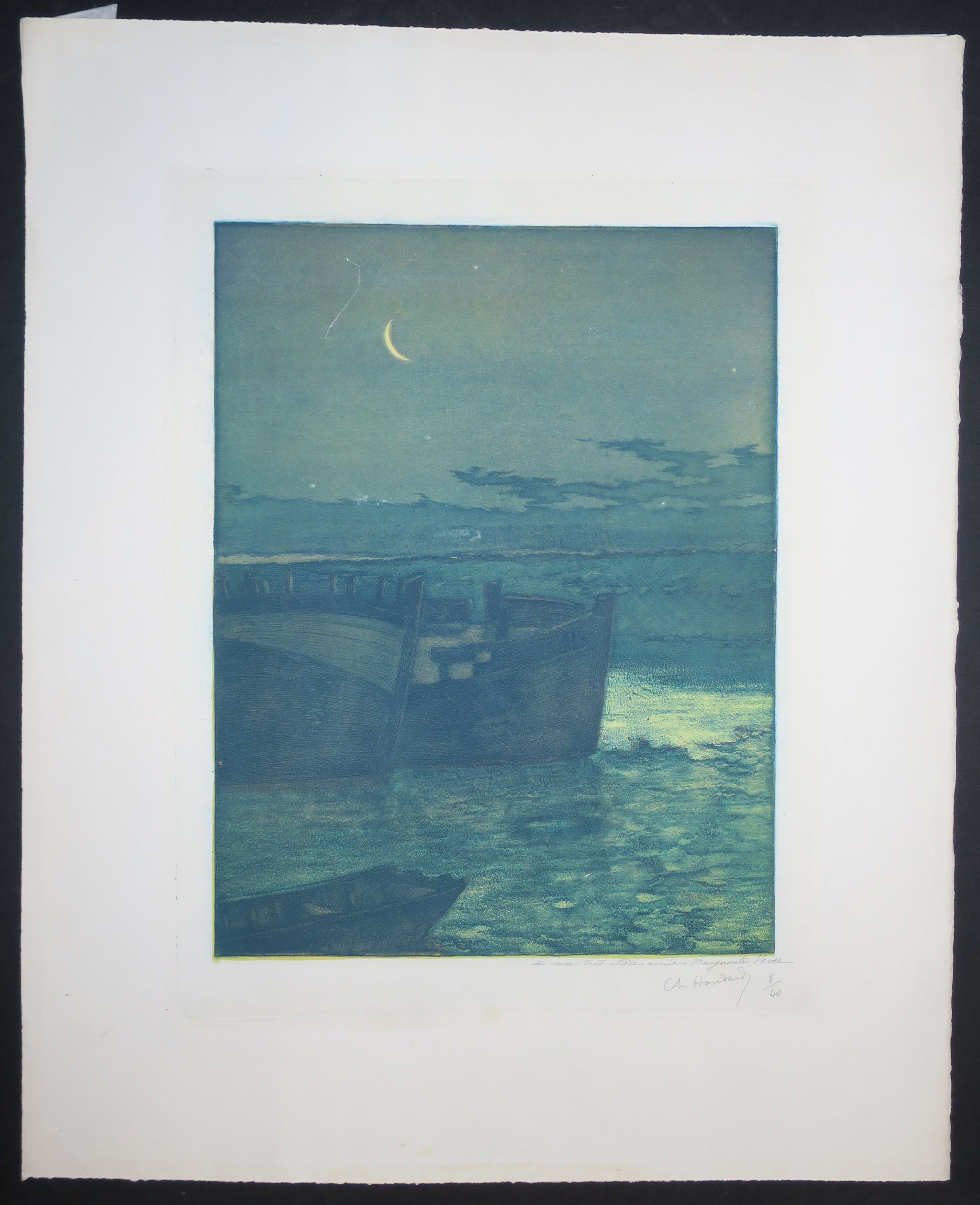 Épaves, navire échoué au clair de lune.  c.1901.