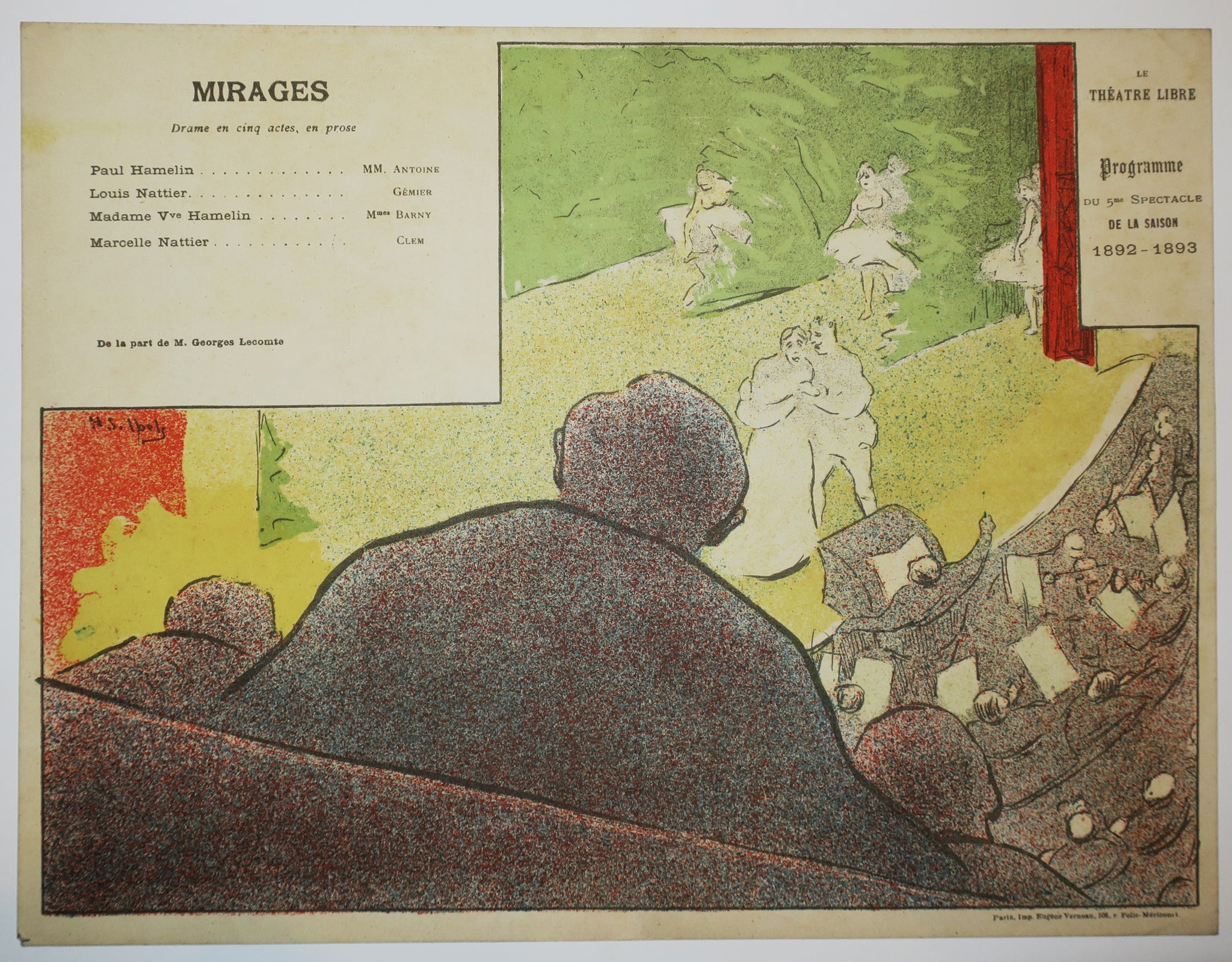 Mirages. Le Théâtre Libre : programme du 5ème spectacle de la saison 1892-1893.