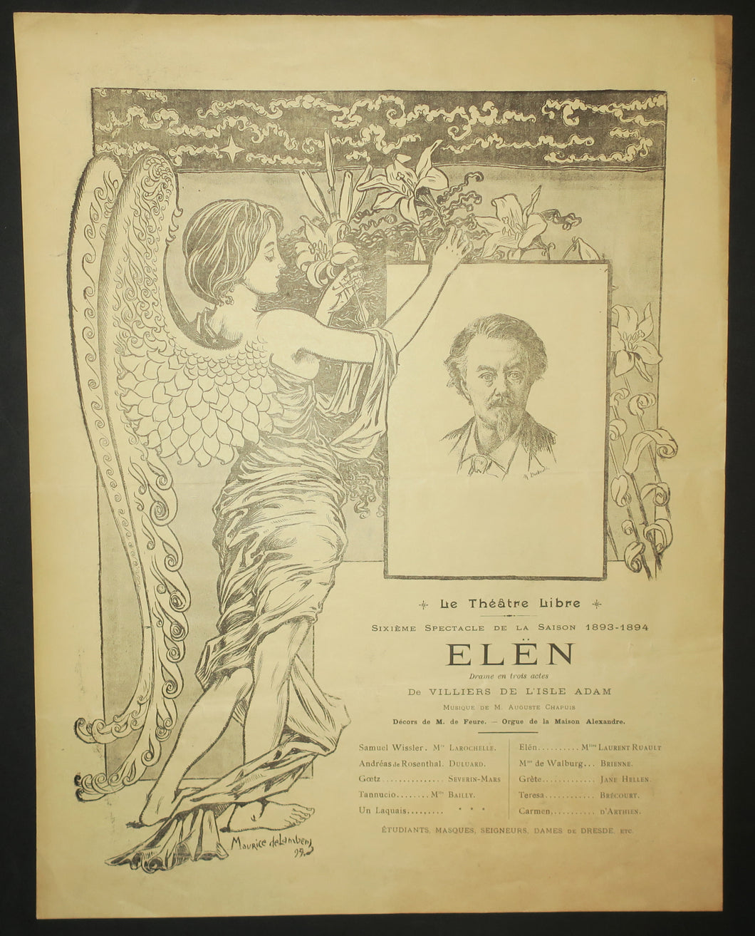 Programme pour le Théâtre Libre: Elën par Auguste Villiers de L'Isle-Adam, 6ème spectacle de la saison 1893-1894.