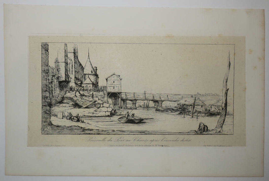 Passerelle du Pont au Change après l'incendie de 1621.  1860.