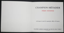 Charger l&#39;image dans la galerie, Carton d&#39;invitation au vernissage de l&#39;exposition &quot;Objets terrestres&quot; du Jeudi 18 septembre 1986 à la Galerie Maeght.
