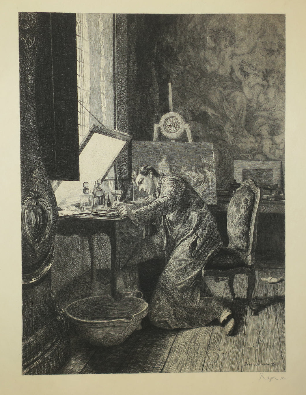 Le Graveur, Portrait de Meissonier Fils.  1867.