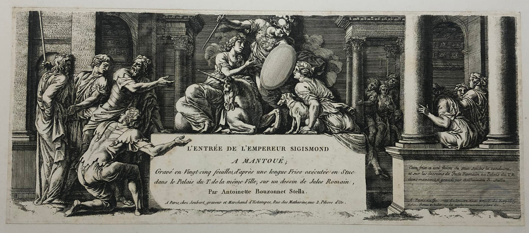 L’Entrée de l'Empereur Sigismond à Mantouë. Gravé en vingt-cinq feuilles, d'après une longue frise exécutée en stuc dans le Palais du Té de la même ville, sur un dessin de Jules Romain (c.1499-1546). 1675.