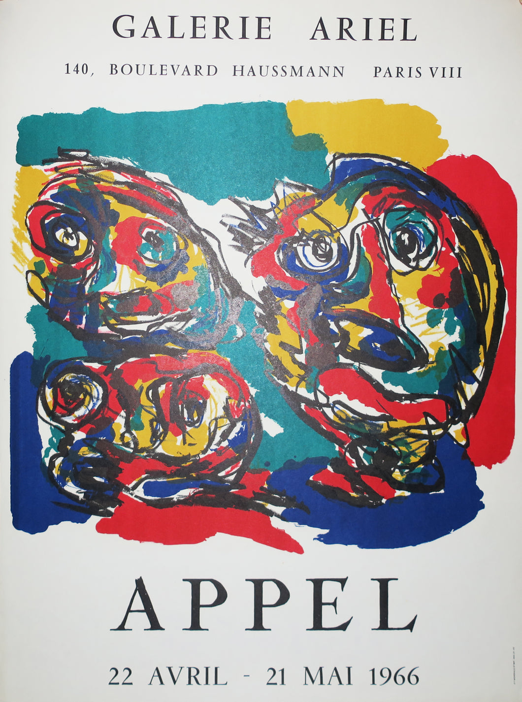 Affiche pour l'Exposition de la Galerie Ariel du 22 avril au 21 mai 1966.