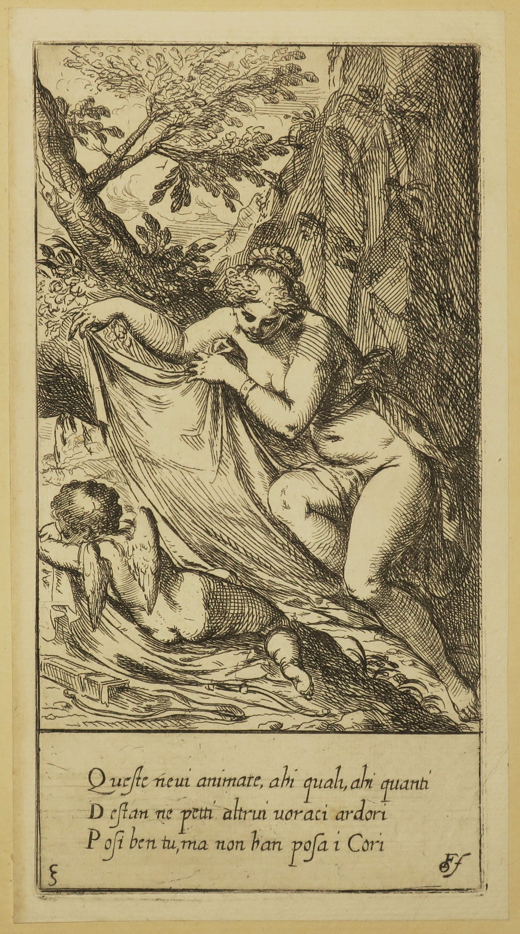 Vénus couvrant Cupidon endormi.