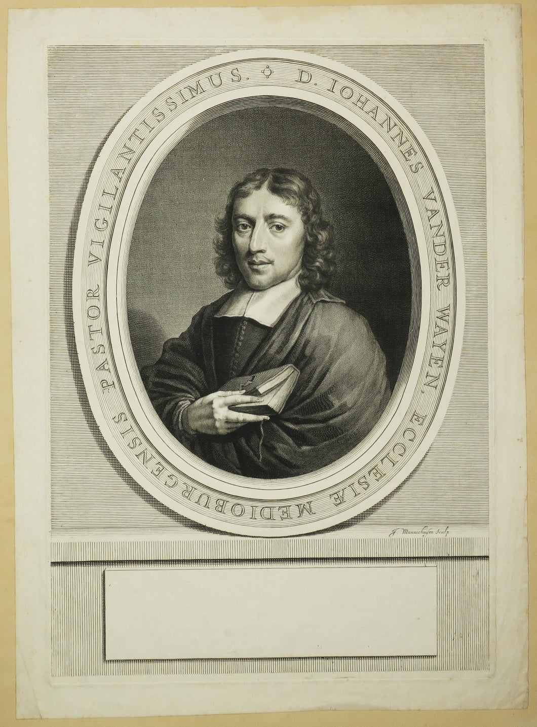 Portrait de Joannes van der Wayen (1676-1719), professeur à l'Université de Franeker et Pasteur de Middelbourg.