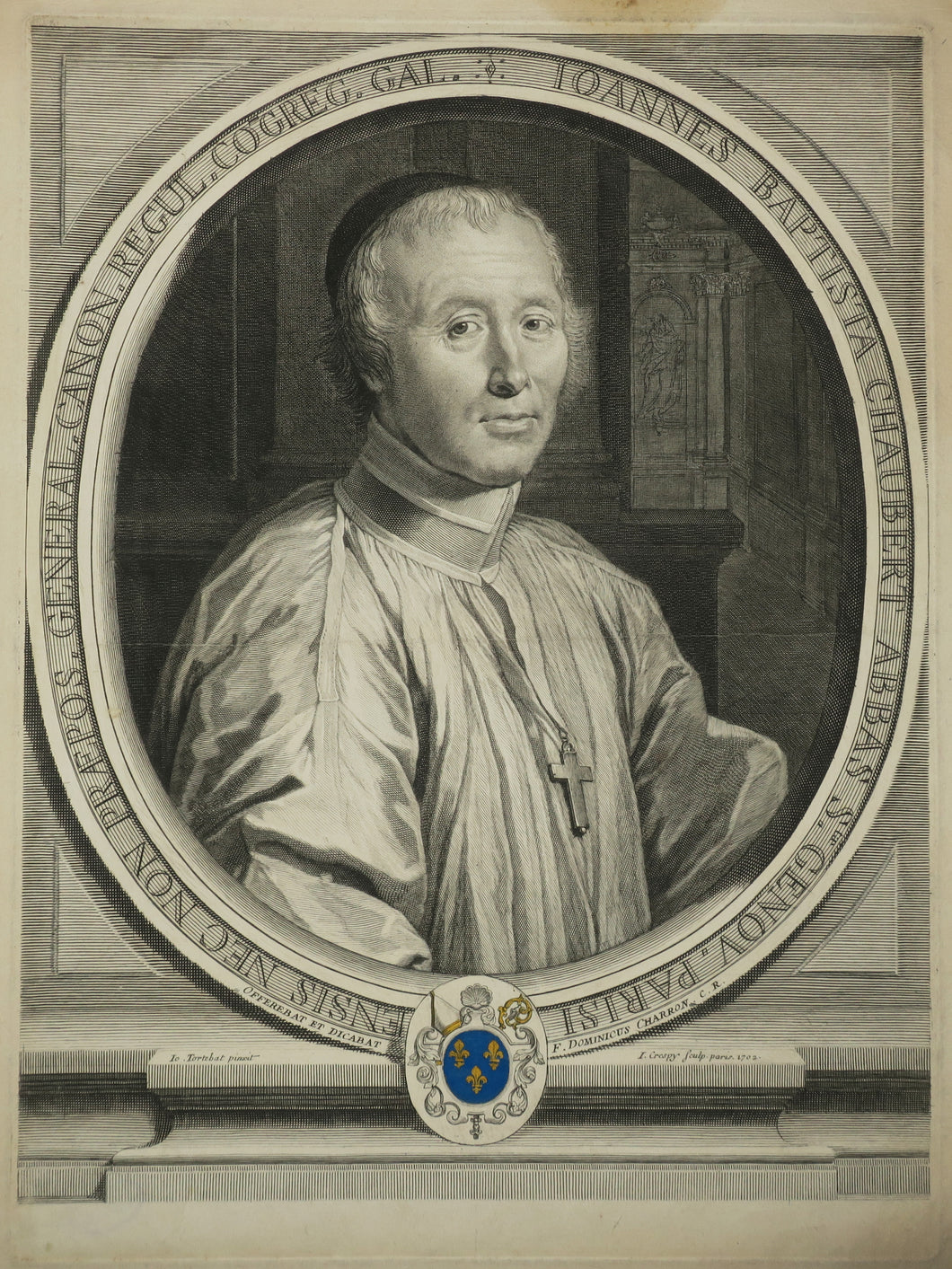 Portrait de Jean-Baptiste Chaubert (1643-1703), abbé de Sainte-Geneviève de Paris (1697-1703) et supérieur général des chanoines régulières de la congrégation de France. 1702.