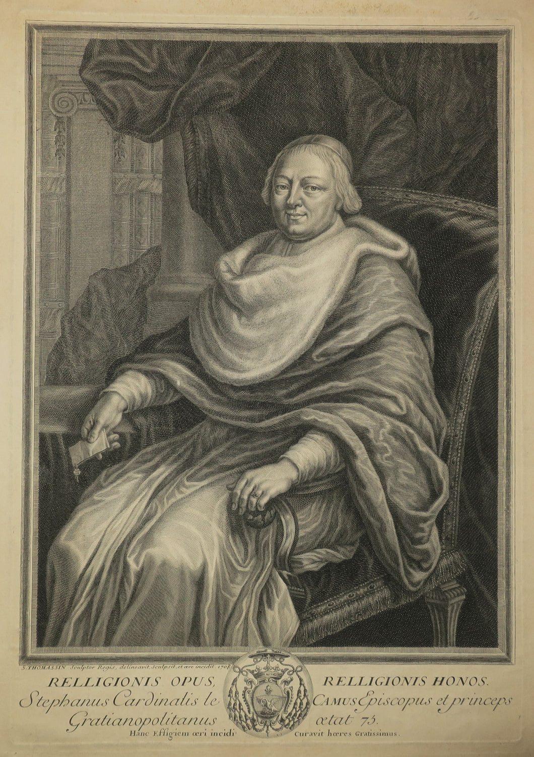 Portrait du Cardinal Le Camus, Evêque et Prince de Grenoble (1632-1707).  1708.