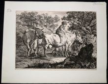Charger l&#39;image dans la galerie, [Berger et son troupeau, un jeune garçon sur le dos du boeuf].
